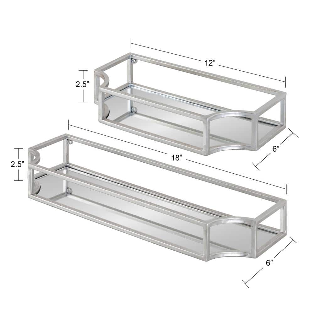 Elegant Ciel Silver Metal Geometric Wall Shelf Set