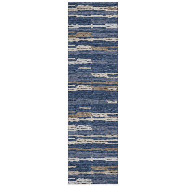 Chantille Machine Washable Indoor/Outdoor Abstract ACN3114 Navy 2 ft. x 7 ft. Runner Rug