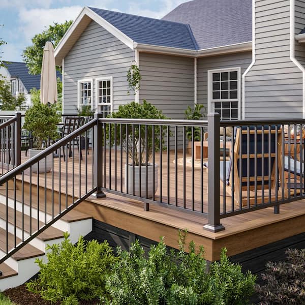 Aria Railing 36 in. x 69.43 in. Bronze Powder Coated Aluminum Preassembled Deck Stair Railing