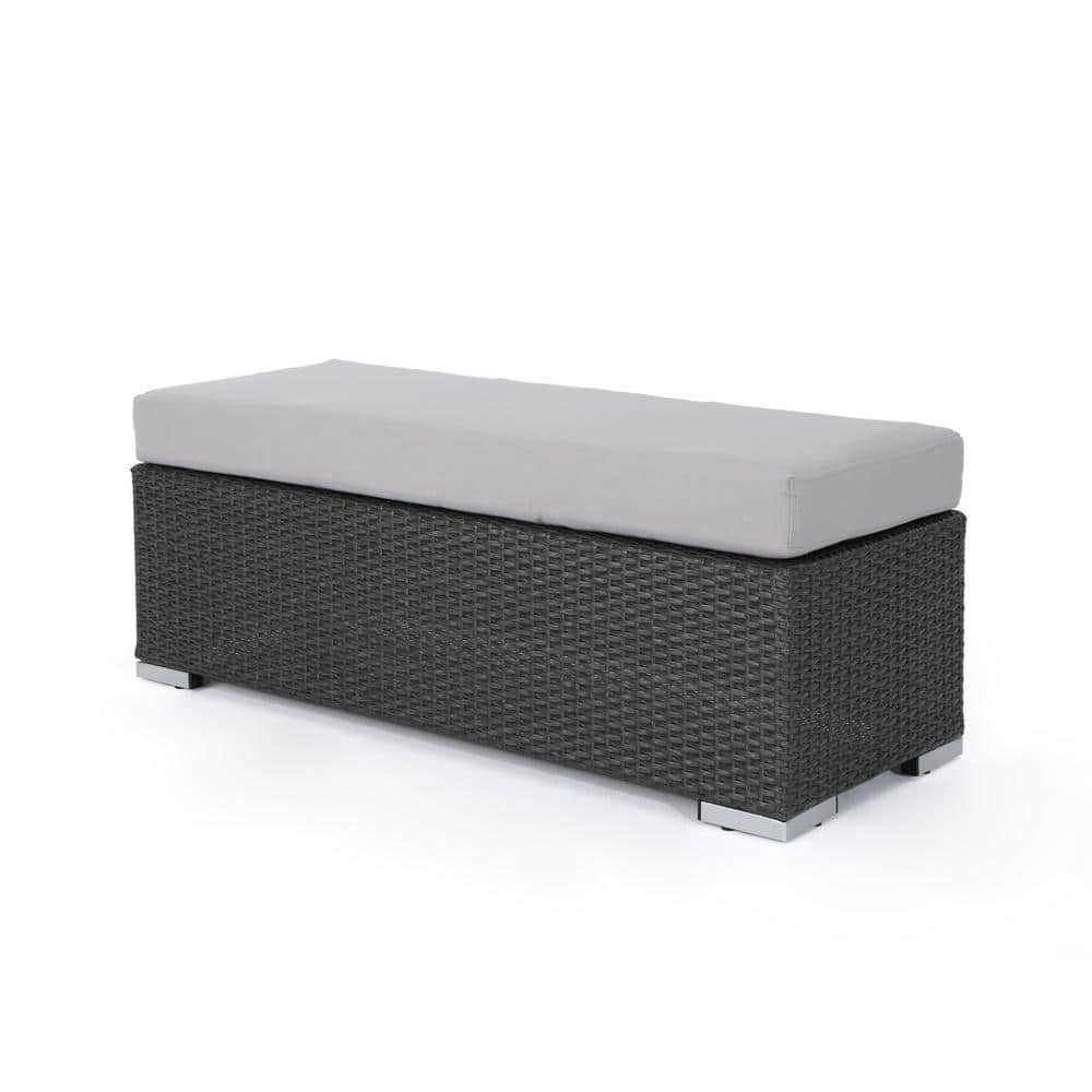 All-Weather Series Wicker Metal Outdoor Ottoman with CushionGuard Cushion, 