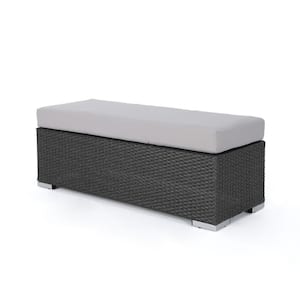 All-Weather Series Wicker Metal Outdoor Ottoman with CushionGuard Cushion, Grey