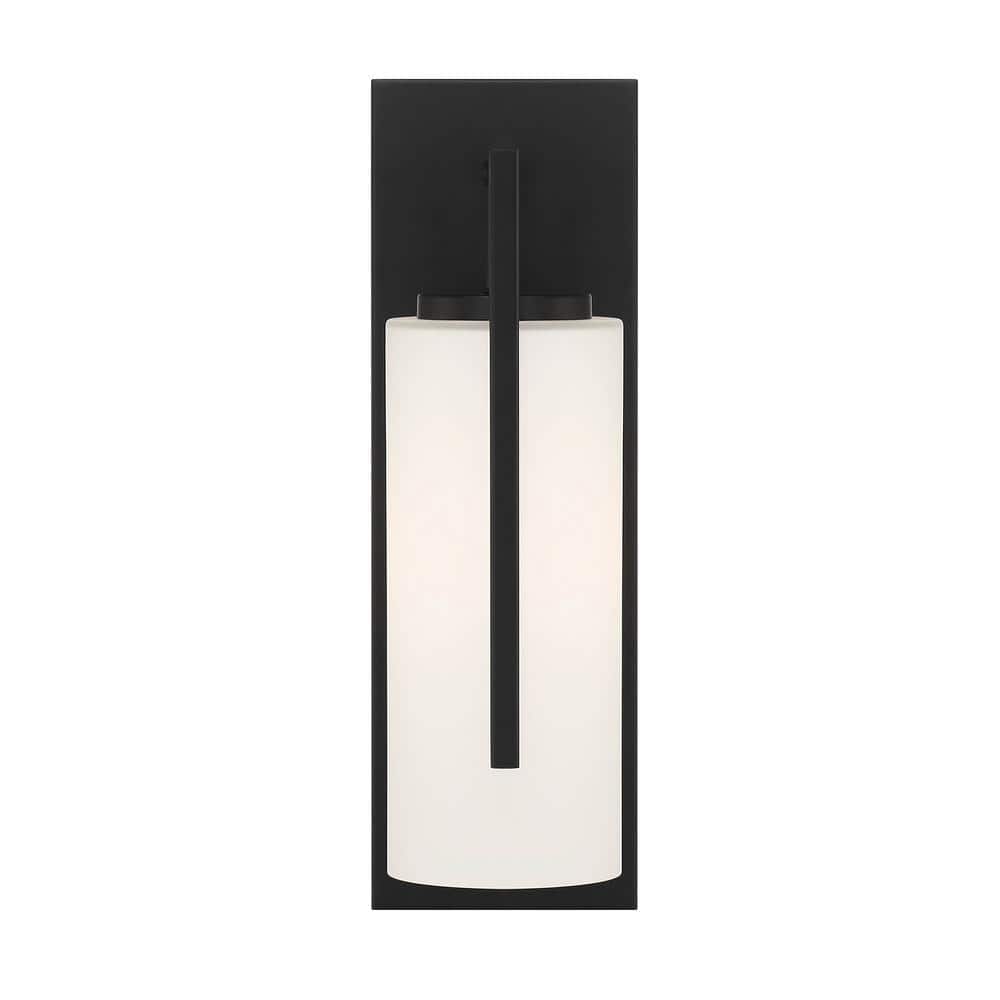 Cambria Modern Matte Black Wall Sconce with Etched Glass Shade