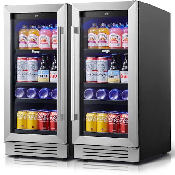 Yeego 30 in. Double Zone 160 Cans Beverage Cooler in Black Side-by-Side Refrigerators Built-in Frost Free with Safety Lock