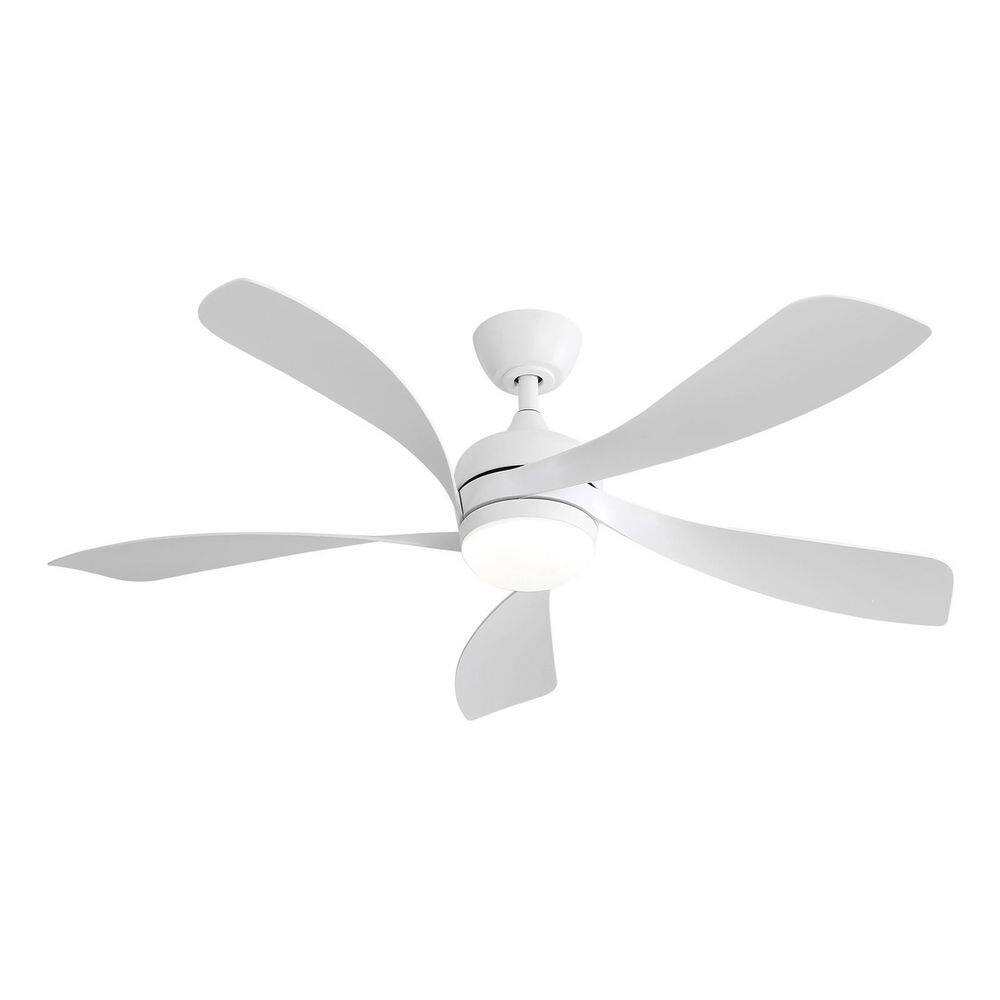 52 in. White Downrod Mount Standard Ceiling Fan 18W LED Dimmable Lights and Remote Control Included price history on PriceWatchPro