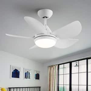 30 in. Integrated LED Indoor White Ceiling Fan with Remote