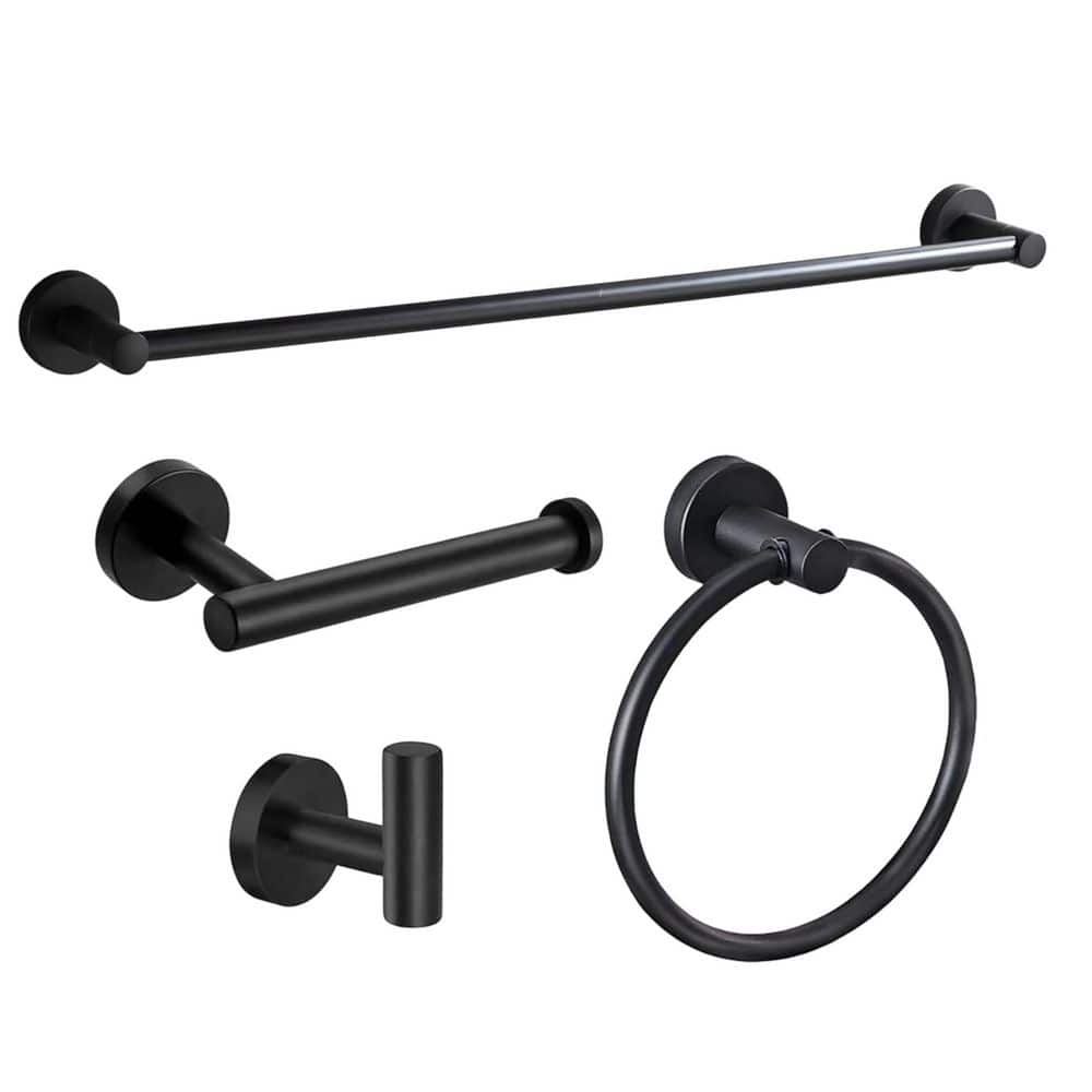 5-Piece Bathroom Hardware Set with Towel Bar, Towel Ring, Toilet Paper Holder, Robe Hooks in Matte Black price history on PriceWatchPro