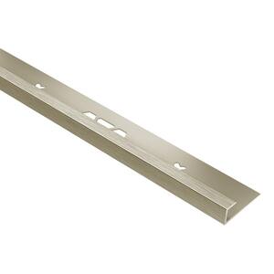 Vinpro-S Brushed Nickel Anodized Aluminum 3/16 in. x 8 ft. 2-1/2 in. Metal Resilient Tile Edge Trim