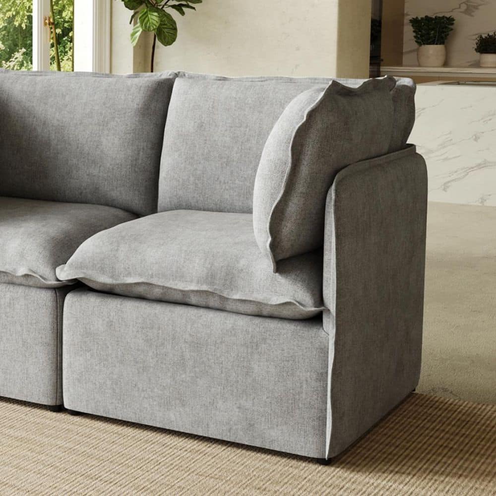 Flat-Pack Steel 64 in. 3-Piece Polyester Modular Sectional Sofa w/ Washable Cover ,Ottoman, Portable for Rental in Gray price history on PriceWatchPro