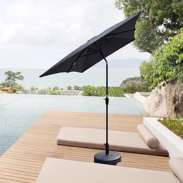 9 ft. x 6 ft. Rectangular Steel Market Tilt Patio Umbrella in Anthracite Outdoor Table Umbrella with Crank for Deck Pool