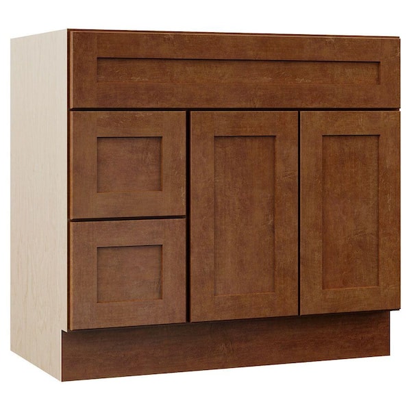 MasterBath Stirling 36 in. W x 21.5 in. D x 33.5 in. H Bath Vanity Cabinet Only with Drawers on Left in Almond