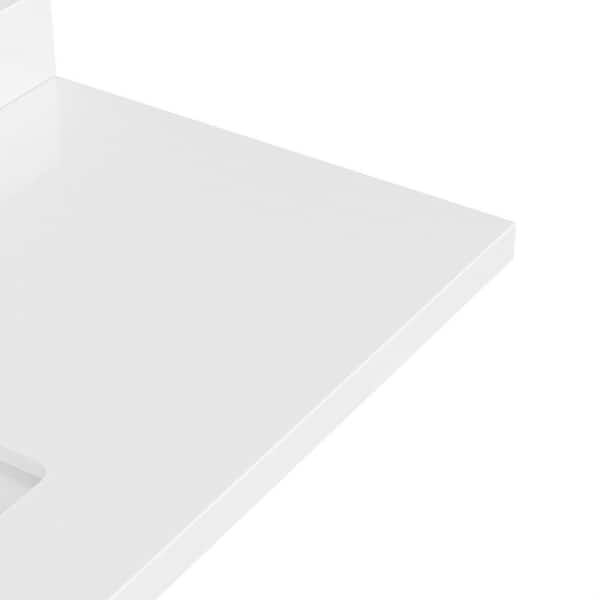 ARIEL - 43 in. W x 22 in. D in Pure White Quartz with 1.5 in. Thick Milter Edge with Rectangle Single Sink Vanity Top in. White