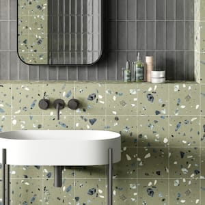 Terrazo Menta Green 8.03 in. x 8.03 in. Matte Porcelain Floor and Wall Tile (11.19 sq. ft./Case)