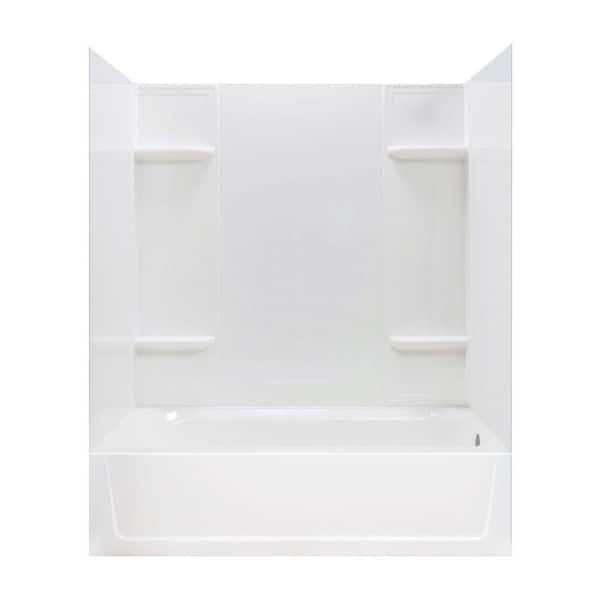 MUSTEE Durawall 60 in. L x 30 in. W x 73.75 in. H Rectangular Tub/ Shower Combo Unit in White with Right-Hand Drain