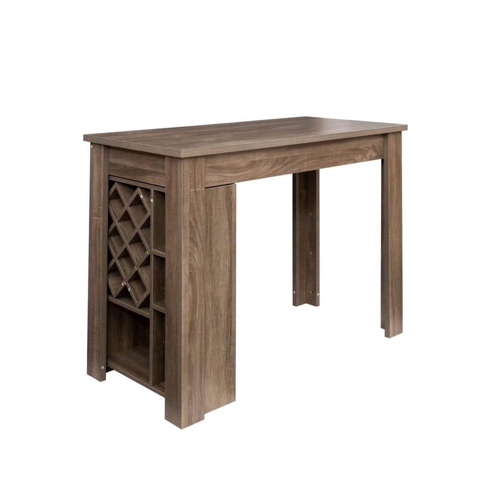 Dark Oak Wood 51 in.. 4 Legs Kitchen Dining Table Seats 4 with Storage Shel
