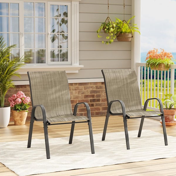 Sling Densy PVC-Coated Polyester Outdoor Dining Chair Set of 2