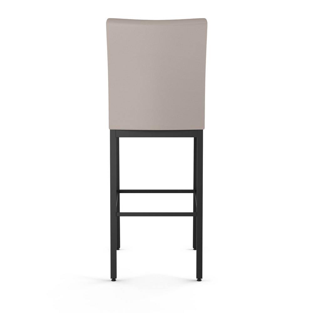 Cream Faux Leather and Black Metal Bar Stool, 30" Height