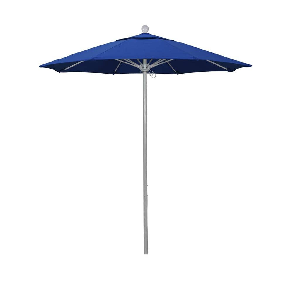 7.5 ft. Gray Woodgrain Aluminum Commercial Market Patio Umbrella Fiberglass Ribs and Push Lift in Pacific Blue Pacifica price history on PriceWatchPro