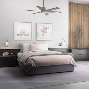 Glandon 60 in. Indoor Integrated LED Antique Nickel Transitional Ceiling Fan with Remote for Living Room and Bedroom