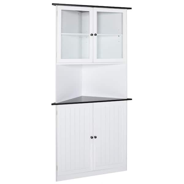 VEIKOUS 24 in. W x 34 in. D x 71 in. H White Corner Linen Cabinet ...