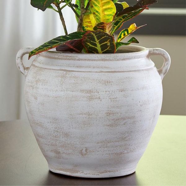 Signature DESIGN BY ASHLEY Meadie 9 in. H White Terra Cotta Signature DESIGN BY ASHLEY Meadie 9 in. H White Terra Cotta