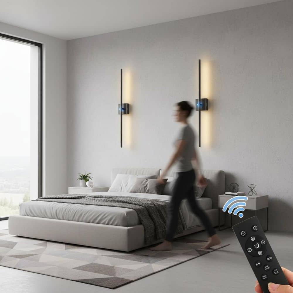 28 in. Balck 2-Pack LED Wall Sconces, Wireless Motion Sensor with Timer, 3000K-6000K Dimmable Lights for Bedroom Hallway price history on PriceWatchPro