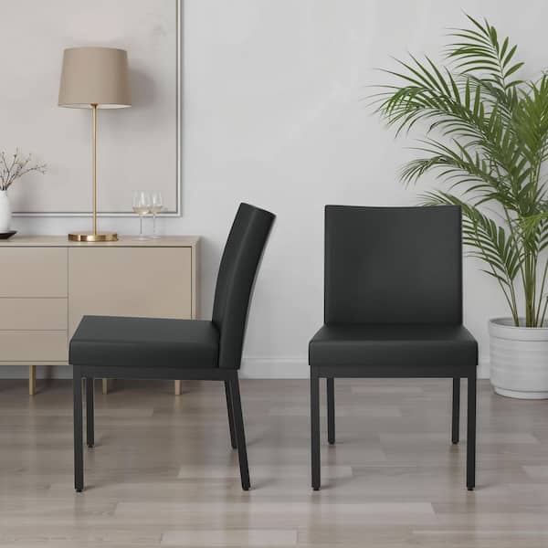 Amisco Perry Black Faux Leather / Black Metal Dining Chair (Set of 2)