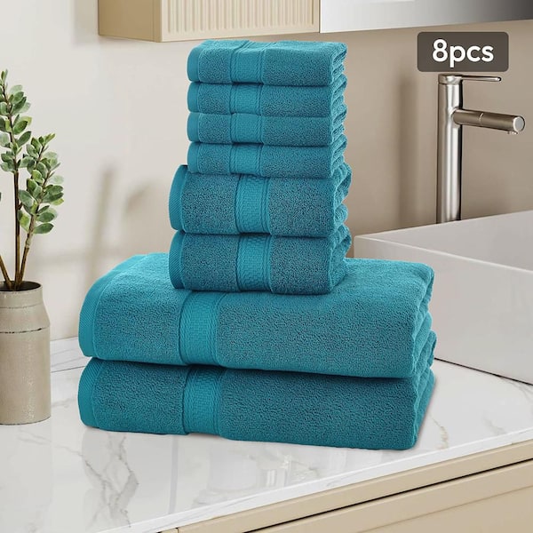 JML 8-Pieces Teal Cotton Bath Towel Set