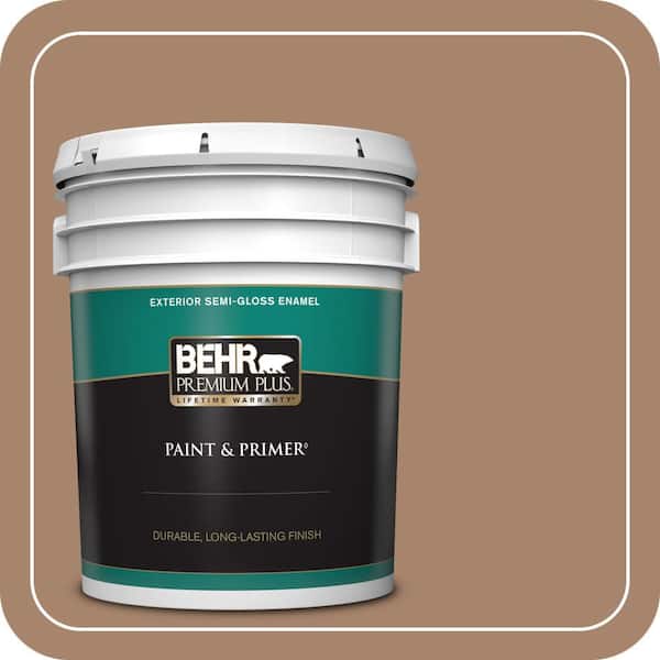 BEHR PREMIUM PLUS 5 gal. #ECC-59-1 Antique Chest Semi-Gloss Enamel Exterior Paint & Primer