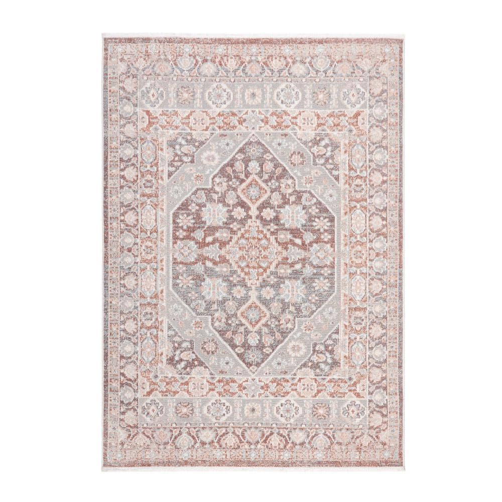 TOWN&nbsp;&&nbsp;COUNTRY LIVING Everyday Rein Center Medallion Brown Grey 6 ft. x 9 ft. Machine Washable Area Rug