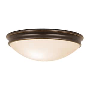 Atom 2-Light Oil Rubbed Bronze Flush Mount with Opal Glass Shade