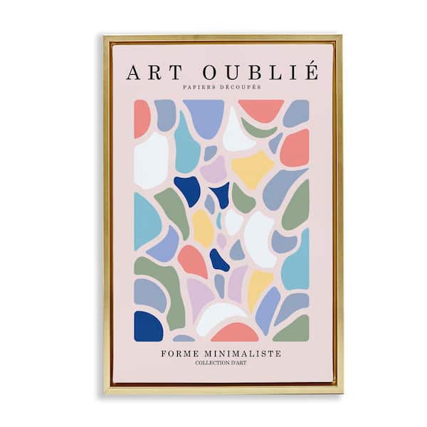 Stained Glass Style Shapes by Incado Gold Floater Frame Abstract Graphic Art Print 31 in. x 21 in.