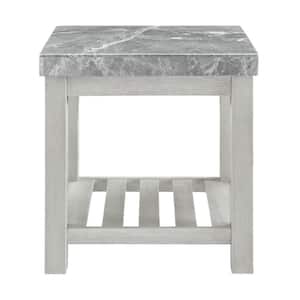 Canova 22 in. Gray Square Marble Top End Table