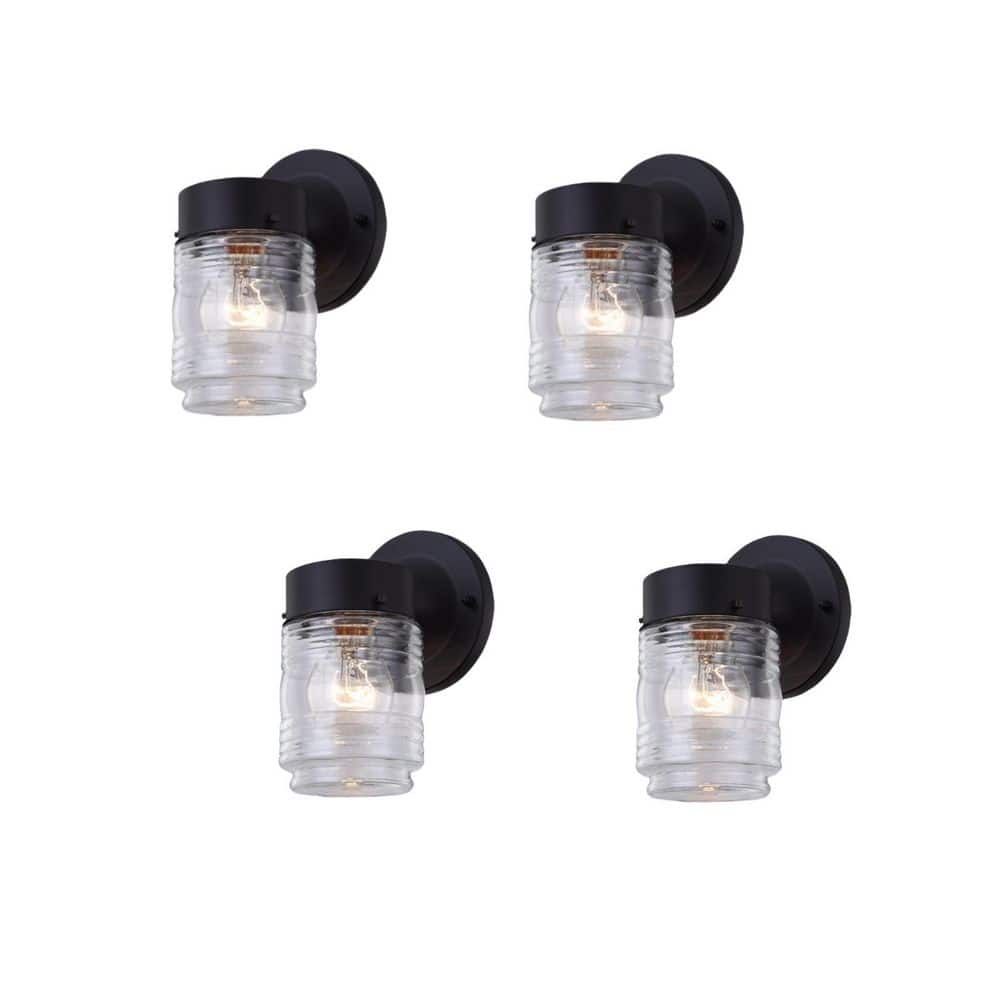 7.5 in. Matte Black Outdoor Hardwired Wall Cylinder Scone with No Bulbs Included (4-Pack) price history on PriceWatchPro
