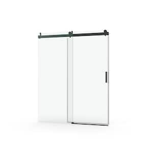 60 in. W x 76 in. H Sliding Frameless Soft-Close Shower Door with Premium Thick Tampered Glass in Matte Black