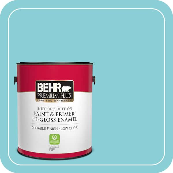BEHR PREMIUM PLUS 1 gal. Home Decorators Collection #HDC-MD-14 Sky Watch Hi-Gloss Enamel Interior/Exterior Paint & Primer