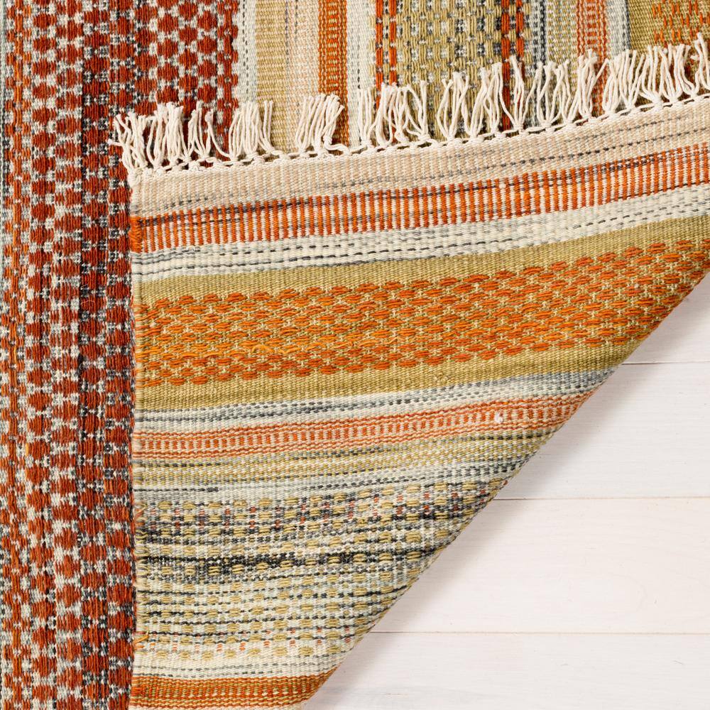 Handmade Red and Beige Wool Striped 4' x 6' Area Rug