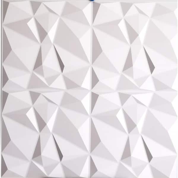 Dundee Deco 3D Falkirk Retro IV 24 in. x 24 in. White Faux Geometric PVC Decorative Wall Paneling (5-Pack)