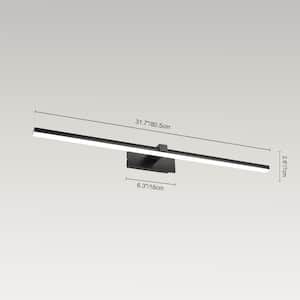 Nimbus 31.7 in. 1-Light Black Modern Minimalist LED Vanity Light Bar Wall Sconce in Cool White (6000K Color Temperature)