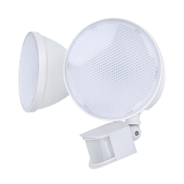 LUTEC 2-Head 250-Watt Equivalent Integrated LED White Outdoor Security Area Light with Motion Sensor