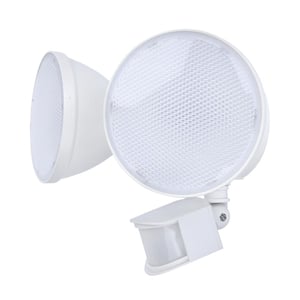 2-Head 250-Watt Equivalent Integrated LED White Outdoor Security Area Light with Motion Sensor