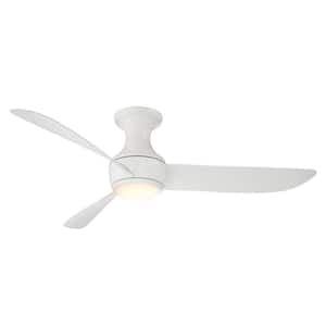 Corona 52 in. Smart Indoor/Outdoor 3-Blade Flush Mount Ceiling Fan in Matte White with 3000K LED and Remote Control