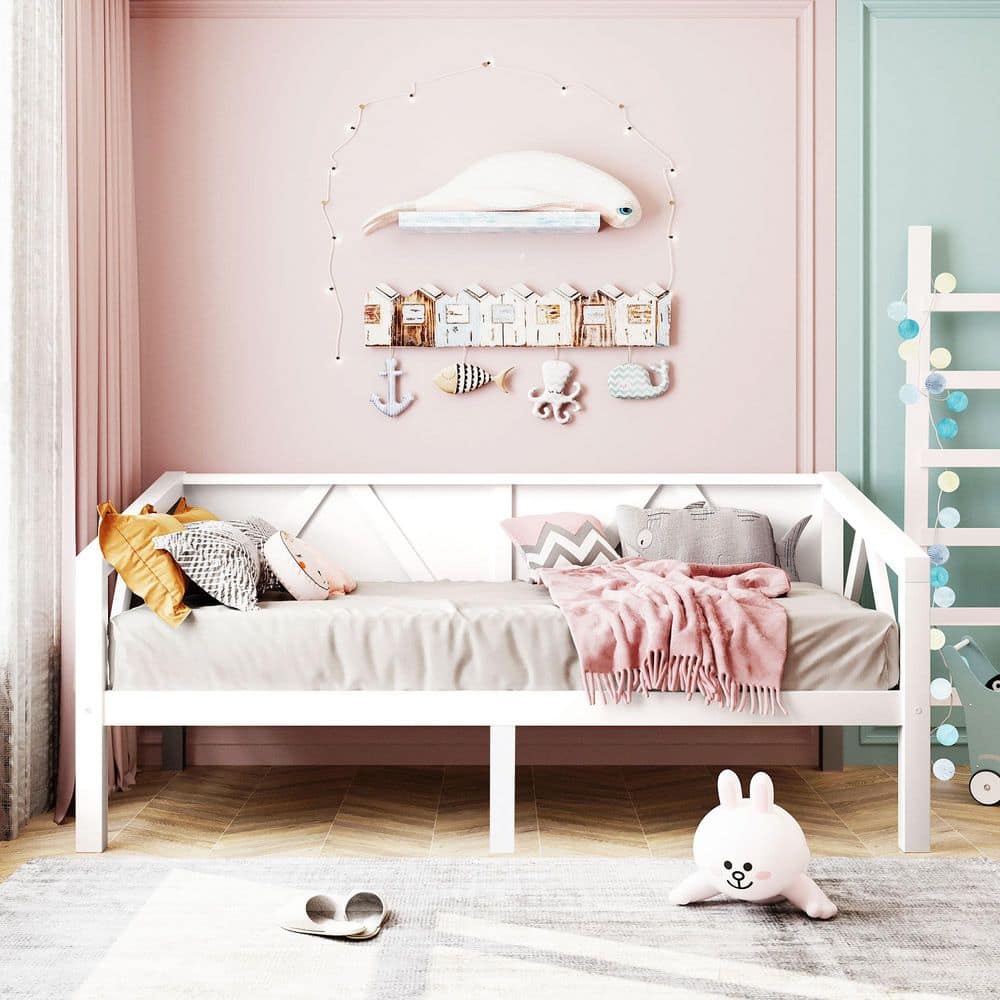 White Wood Frame Twin Size Daybed with Wood Slat Support price history on PriceWatchPro