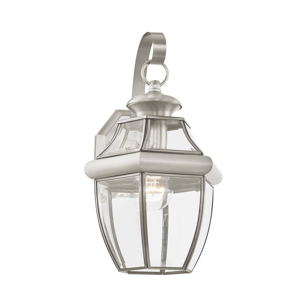 Brushed Nickel Traditional Outdoor Wall Sconce with Dome Shade