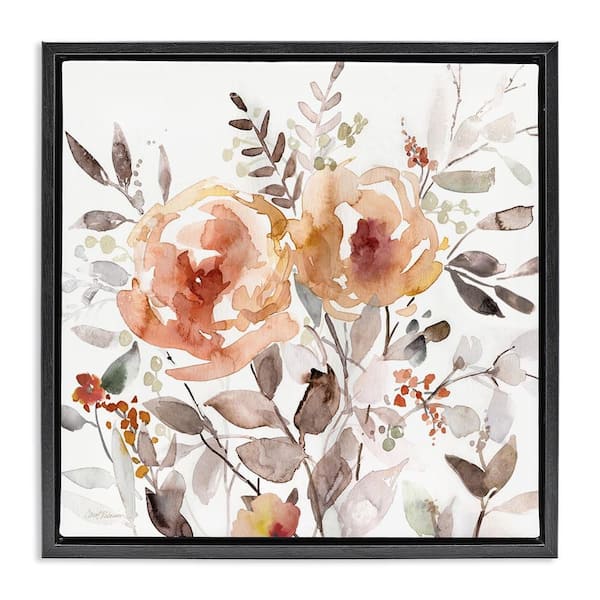 Floral Impressions on White by Carol Robinson Black Floater Frame Nature Graphic Art Print 18 in. x 18 in.