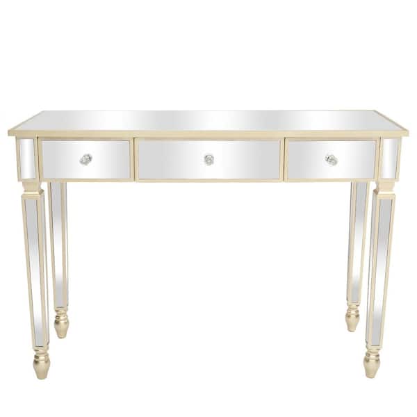 Karl home 1-Piece Gold Color Makeup Vanity Table with (3 Drawers)