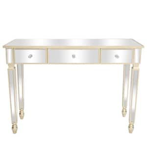 1-Piece Gold Color Makeup Vanity Table with (3 Drawers)