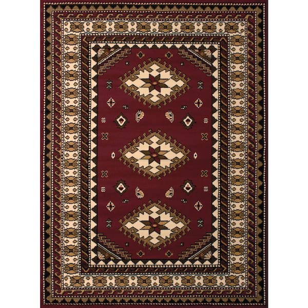 Tres Burgundy 2 ft. 3 in. x 7 ft. 2 in. Indoor Area Rug