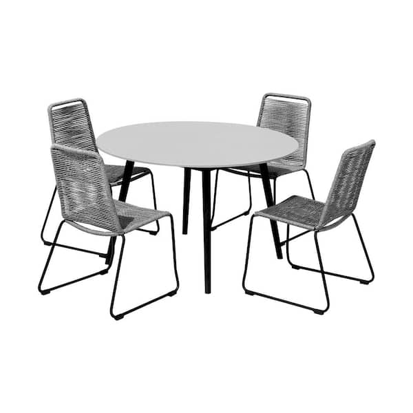 Armen Living Sydney and Shasta Grey 5-Piece Wood Round Outdoor Dining Set