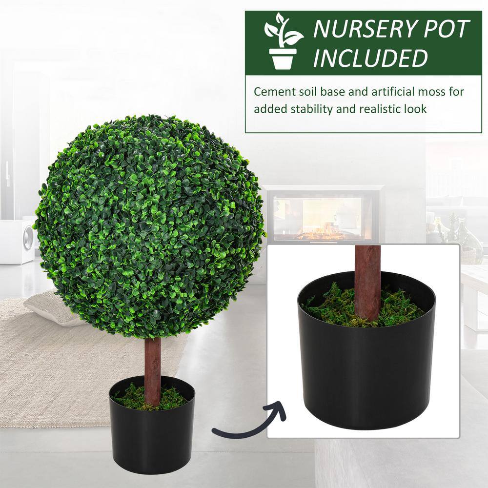 23.5" Green Plastic Boxwood Topiary Ball Tree with Pot