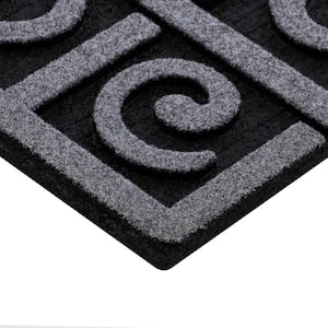 Scroll Charcoal 24 in. x 36 in. Half Medallion Door Mat